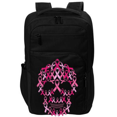 Pink Ribbon Skull Costume Cool Halloween Breast Cancer Gifts Impact Tech Backpack