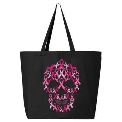 Pink Ribbon Skull Costume Cool Halloween Breast Cancer Gifts 25L Jumbo Tote