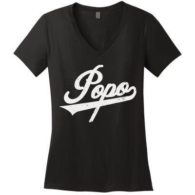 Popo Retro Style Father’s day gift for Papa Grandpa Women's V-Neck T-Shirt