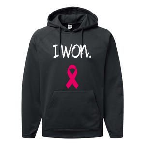 Pink Ribbon Survivor Breast Cancer Awareness Gift Performance Fleece Hoodie