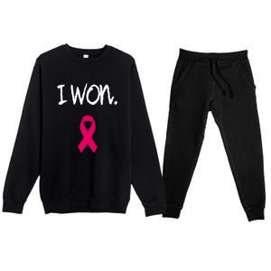 Pink Ribbon Survivor Breast Cancer Awareness Gift Premium Crewneck Sweatsuit Set