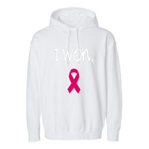 Pink Ribbon Survivor Breast Cancer Awareness Gift Garment-Dyed Fleece Hoodie