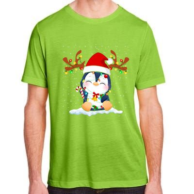 Penguin Reindeer Santa Hat Xmas Lights Gift Penguin Lover Gift Adult ChromaSoft Performance T-Shirt