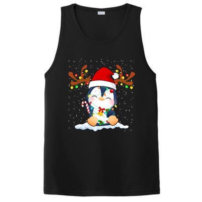 Penguin Reindeer Santa Hat Xmas Lights Gift Penguin Lover Gift PosiCharge Competitor Tank