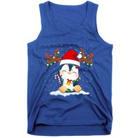 Penguin Reindeer Santa Hat Xmas Lights Gift Penguin Lover Gift Tank Top