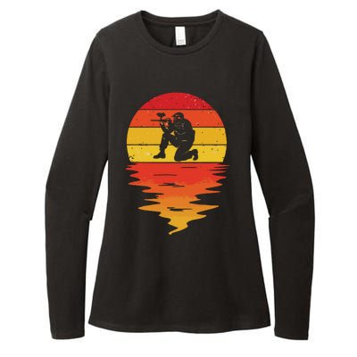 Paintball Retro Sunset 70s Vintage Paintball Womens CVC Long Sleeve Shirt