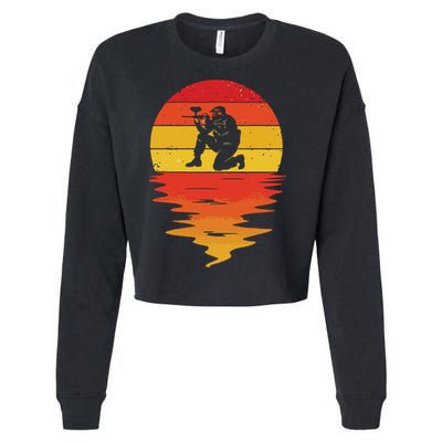 Paintball Retro Sunset 70s Vintage Paintball Cropped Pullover Crew