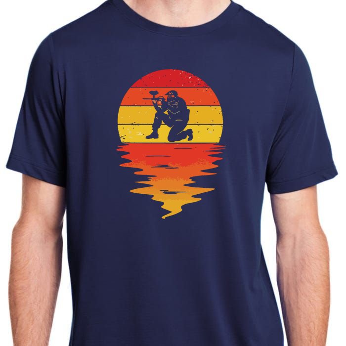 Paintball Retro Sunset 70s Vintage Paintball Adult ChromaSoft Performance T-Shirt