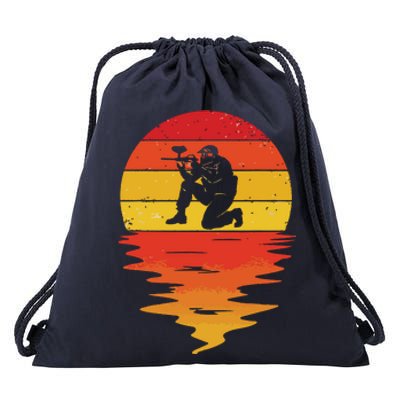 Paintball Retro Sunset 70s Vintage Paintball Drawstring Bag