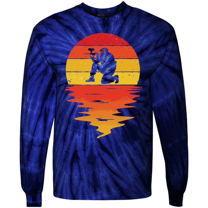 Paintball Retro Sunset 70s Vintage Paintball Tie-Dye Long Sleeve Shirt