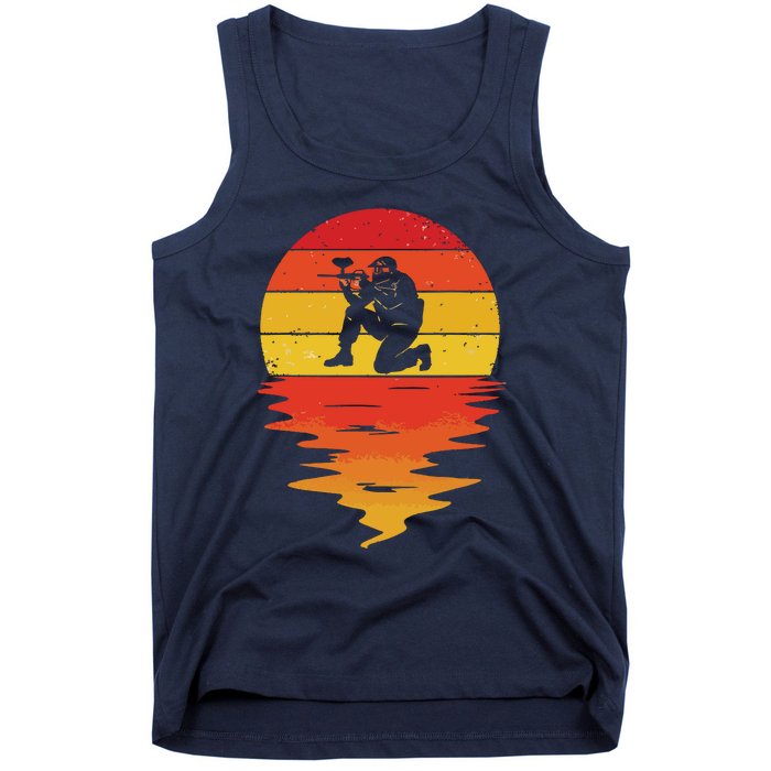 Paintball Retro Sunset 70s Vintage Paintball Tank Top