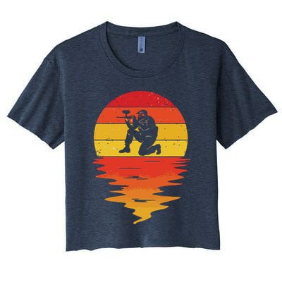 Paintball Retro Sunset 70s Vintage Paintball Crop Top