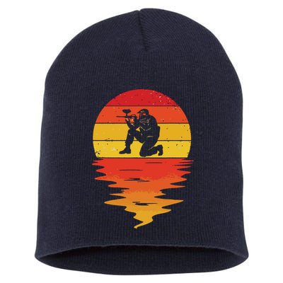 Paintball Retro Sunset 70s Vintage Paintball Short Acrylic Beanie