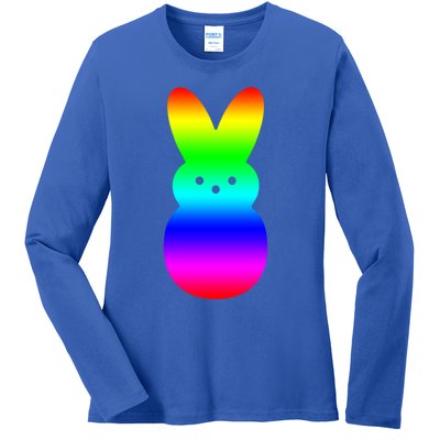 Peeps Rainbow Striped Gift Bunny Peep Gift Ladies Long Sleeve Shirt