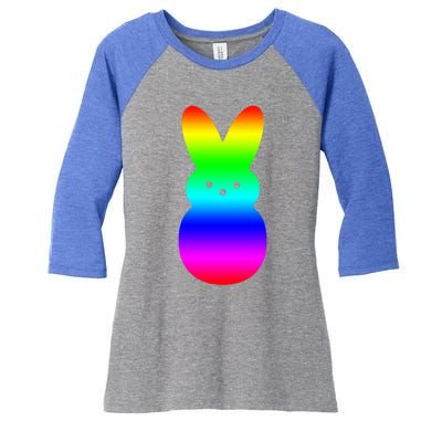 Peeps Rainbow Striped Gift Bunny Peep Gift Women's Tri-Blend 3/4-Sleeve Raglan Shirt