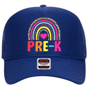 PreK Rainbow Squad Pre K Team Teacher High Crown Mesh Back Trucker Hat