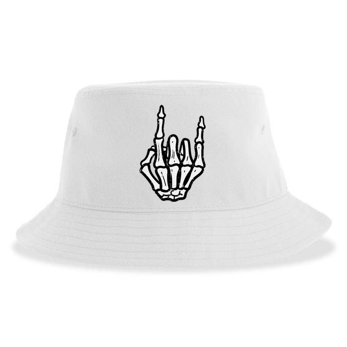 Punk Rock Skeleton Cool Rocker Halloween Sustainable Bucket Hat