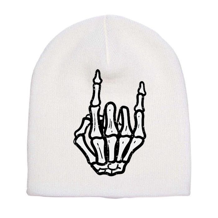 Punk Rock Skeleton Cool Rocker Halloween Short Acrylic Beanie