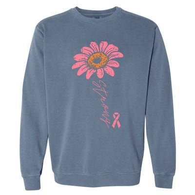 Pink Ribbon Sunflower Strong Breast Cancer Awareness Garment-Dyed Sweatshirt