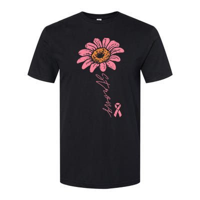 Pink Ribbon Sunflower Strong Breast Cancer Awareness Softstyle® CVC T-Shirt