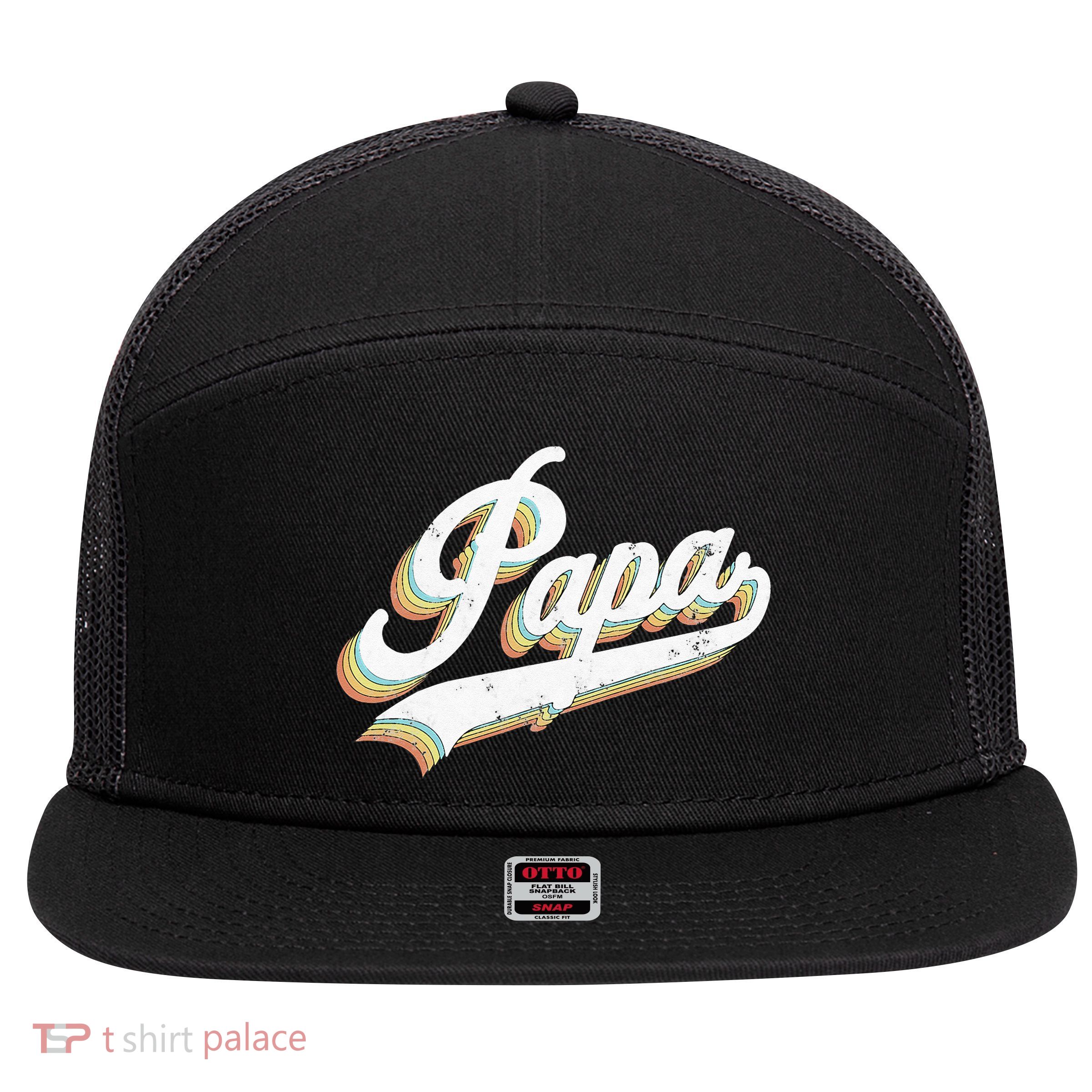 Papa Retro Style Father’s day gift for Funny Papa Grandpa 7 Panel Mesh Trucker Snapback Hat