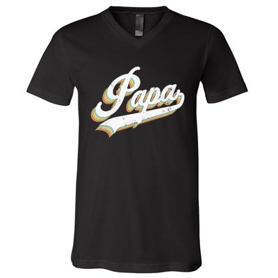 Papa Retro Style Father’s day gift for Funny Papa Grandpa V-Neck T-Shirt