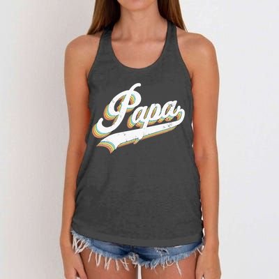 Papa Retro Style Father’s day gift for Funny Papa Grandpa Women's Knotted Racerback Tank