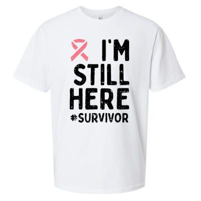 Pink Ribbon Still Here Survivor Breast Cancer Warrior Gift Sueded Cloud Jersey T-Shirt