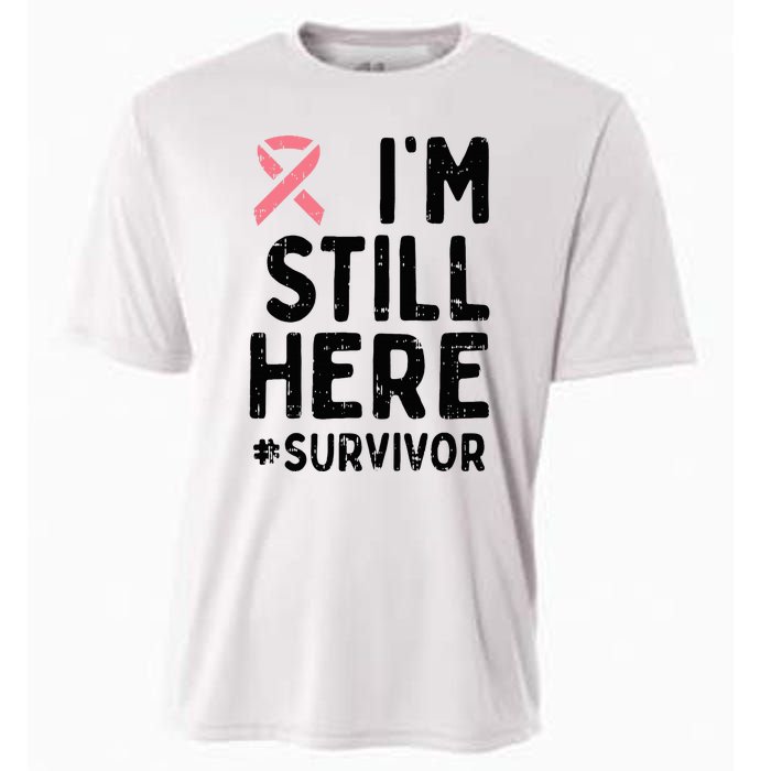 Pink Ribbon Still Here Survivor Breast Cancer Warrior Gift Cooling Performance Crew T-Shirt