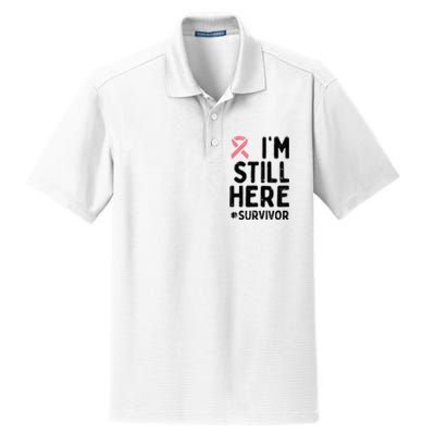 Pink Ribbon Still Here Survivor Breast Cancer Warrior Gift Dry Zone Grid Polo