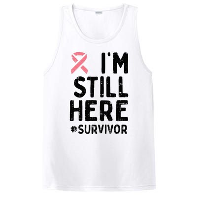 Pink Ribbon Still Here Survivor Breast Cancer Warrior Gift PosiCharge Competitor Tank