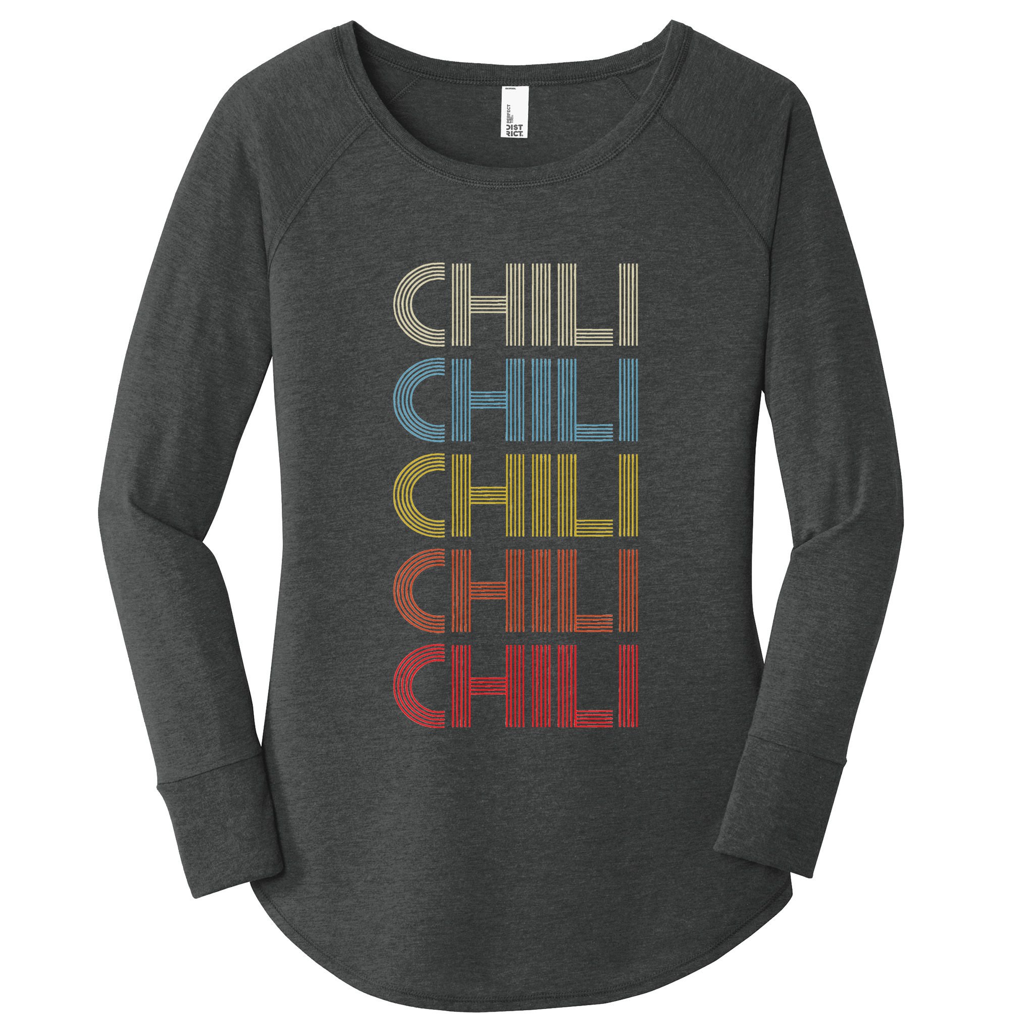 Pepper Retro Spicy Vintage Chili Women's Perfect Tri Tunic Long Sleeve Shirt