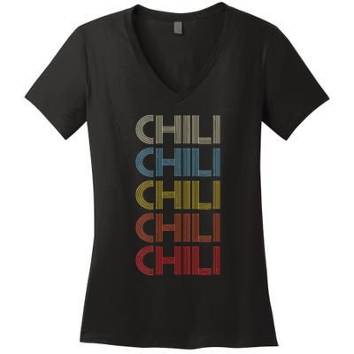 Pepper Retro Spicy Vintage Chili Women's V-Neck T-Shirt