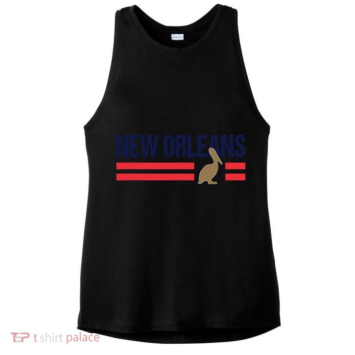Pelican Retro Stripes New Orleans Vintage New Orleans Local Ladies PosiCharge Tri-Blend Wicking Tank