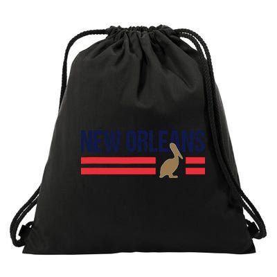 Pelican Retro Stripes New Orleans Vintage New Orleans Local Drawstring Bag