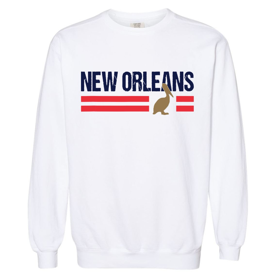 Pelican Retro Stripes New Orleans Vintage New Orleans Local Garment-Dyed Sweatshirt