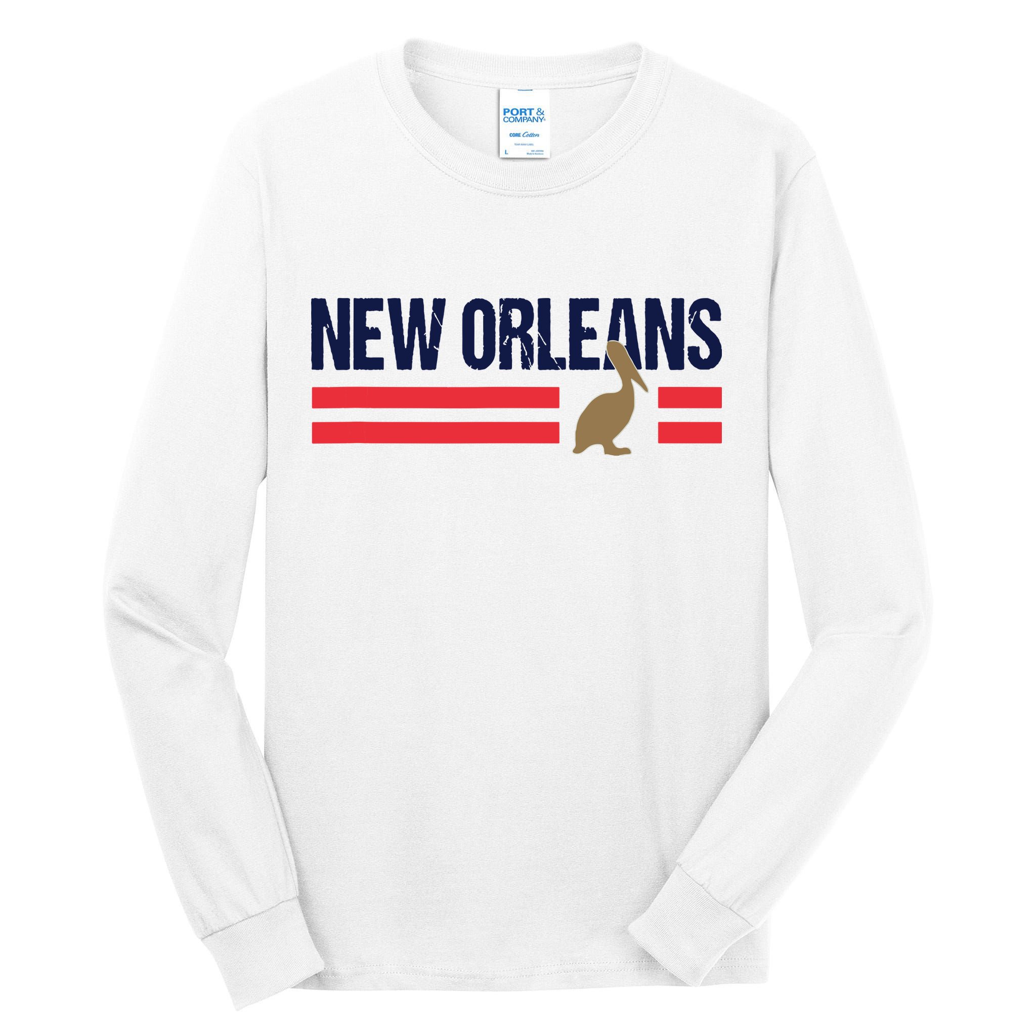 Pelican Retro Stripes New Orleans Vintage New Orleans Local Tall Long Sleeve T-Shirt