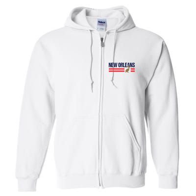 Pelican Retro Stripes New Orleans Vintage New Orleans Local Full Zip Hoodie