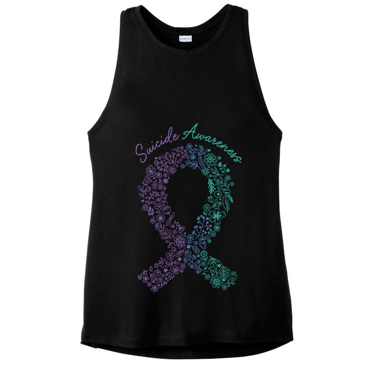 Purple Ribbon Suicide Prevention Awareness Ladies PosiCharge Tri-Blend Wicking Tank
