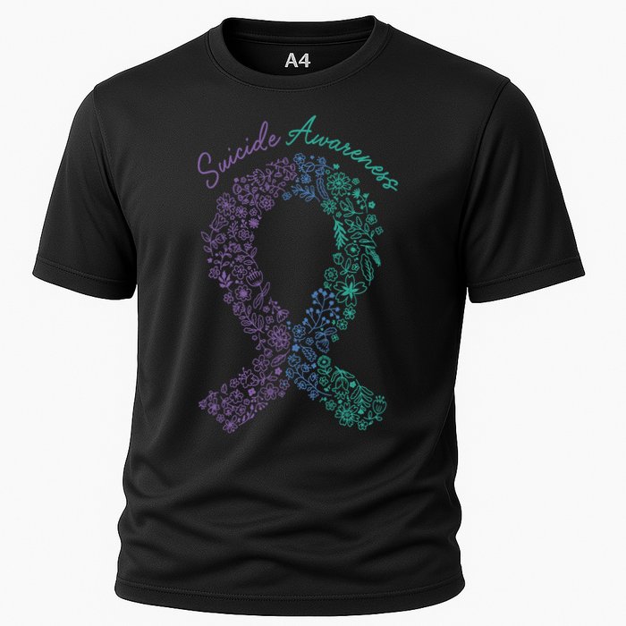 Purple Ribbon Suicide Prevention Awareness Cooling Performance Crew T-Shirt
