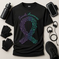 Purple Ribbon Suicide Prevention Awareness Cooling Performance Crew T-Shirt