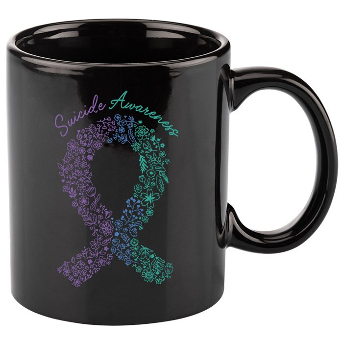 Purple Ribbon Suicide Prevention Awareness 11oz C Handle Ceramic Mug