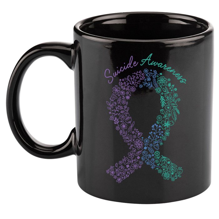 Purple Ribbon Suicide Prevention Awareness 11oz C Handle Ceramic Mug
