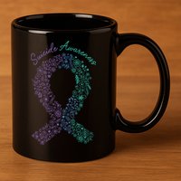 Purple Ribbon Suicide Prevention Awareness 11oz C Handle Ceramic Mug