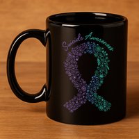 Purple Ribbon Suicide Prevention Awareness 11oz C Handle Ceramic Mug