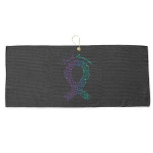 Purple Ribbon Suicide Prevention Awareness Large Microfiber Waffle Golf Towel