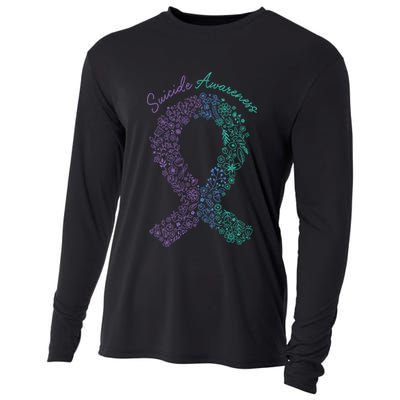 Purple Ribbon Suicide Prevention Awareness Cooling Performance Long Sleeve Crew
