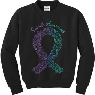 Purple Ribbon Suicide Prevention Awareness Kids Sweatshirt