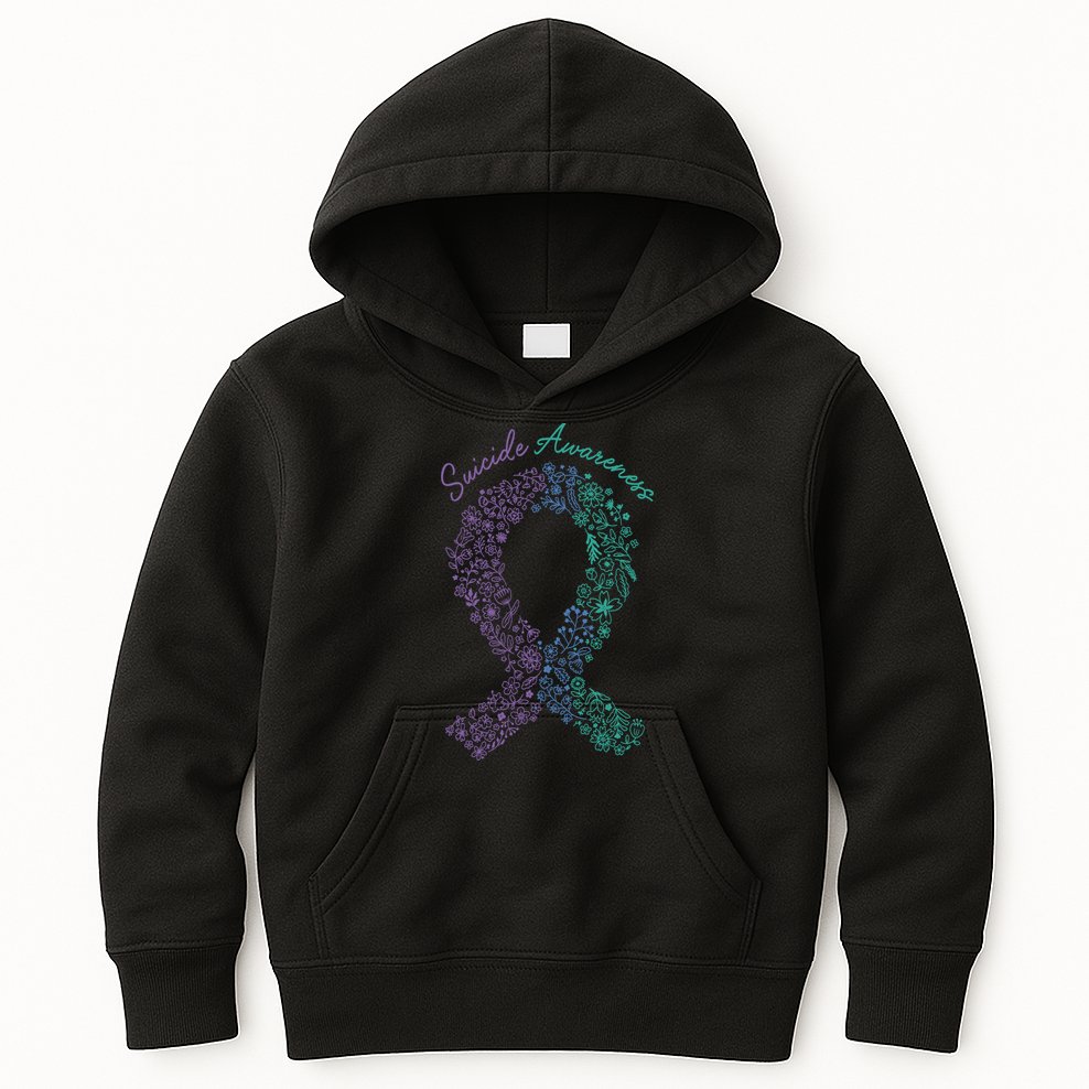 Purple Ribbon Suicide Prevention Awareness Kids Hoodie