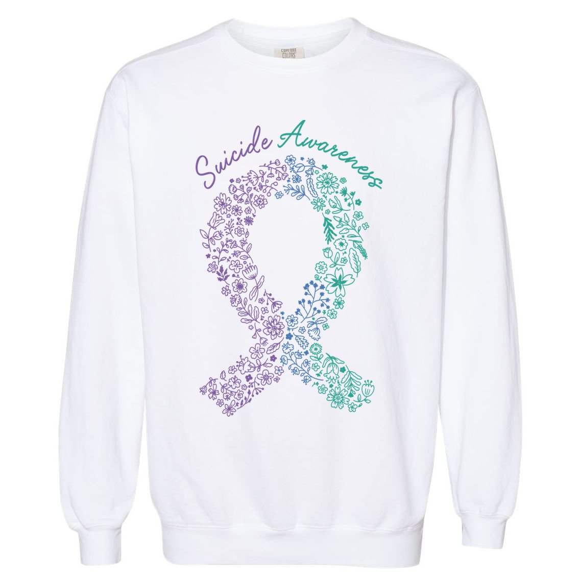 Purple Ribbon Suicide Prevention Awareness Garment-Dyed Sweatshirt